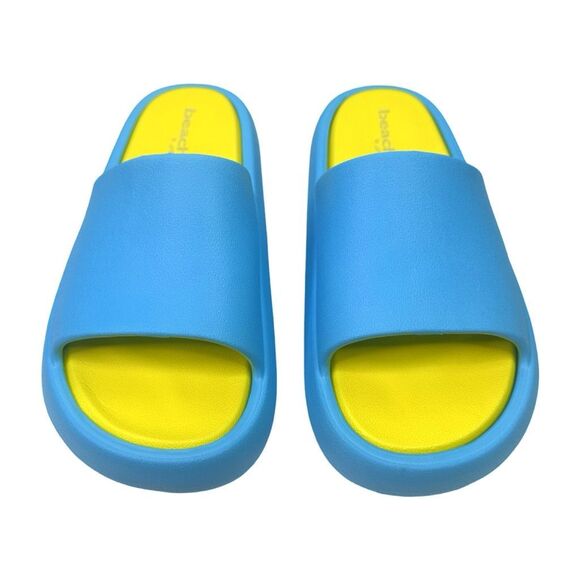 Beach Slides by J/Slides Squish Slides - Turquoise & Yellow - Size 8 - Picture 2 of 9